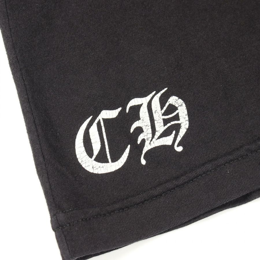 CHROME HEARTS 背面 CH Plus 捲軸印花圓領長袖T卹 純棉 黑色 二手 男款-4
