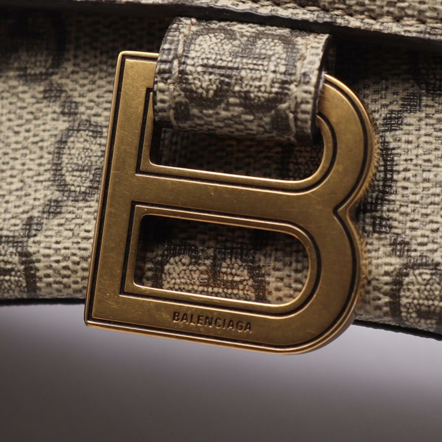 GUCCI GUCCI × BALENCIAGA Hacker Project Hourglass 2WAY 手提包 681697 PVC塗層帆布 米棕色 二手 女士-6