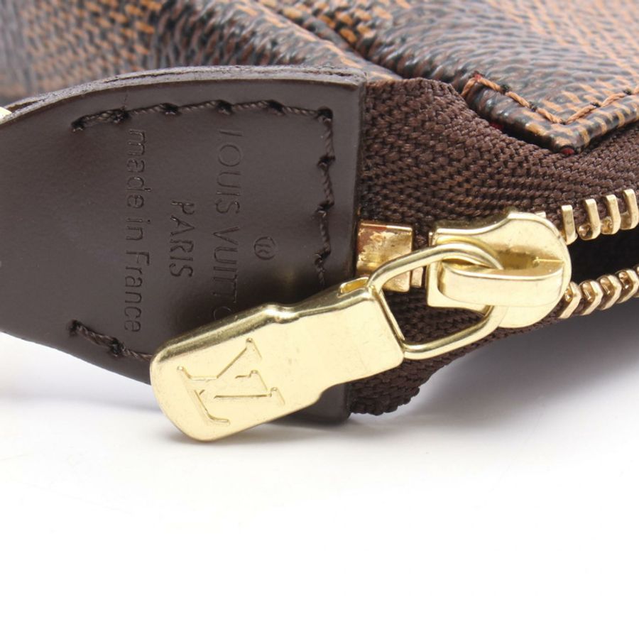 LOUIS VUITTON 迷你 Pochette Accessoires T&B 手提包 N58011 Damier 棕色 紅色 二手-5