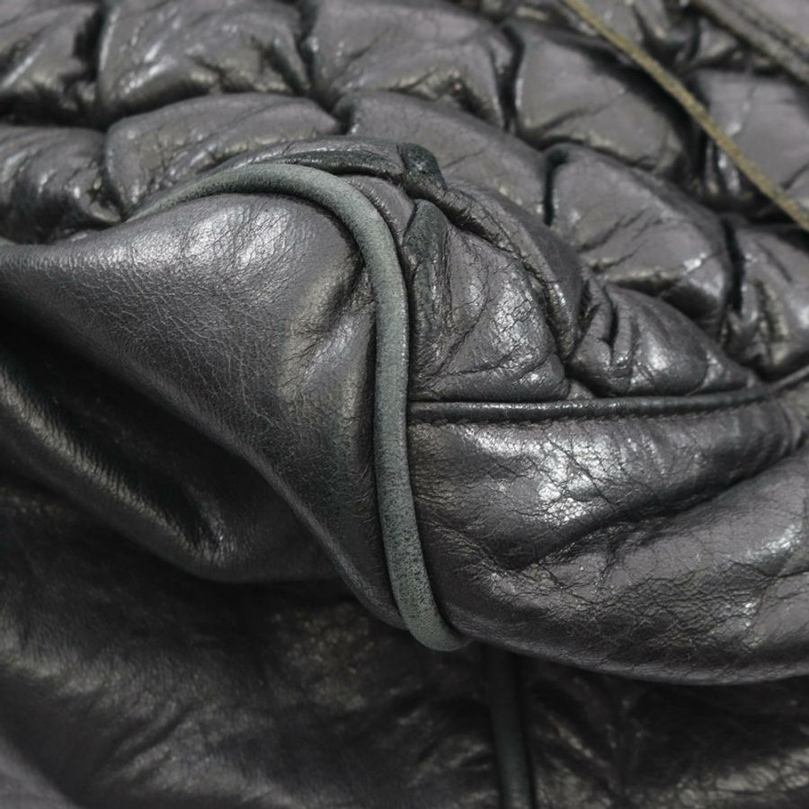 巴黎世家 (BALENCIAGA) Matelasse Duffel 手提包 168032 黑色皮革二手女款-4