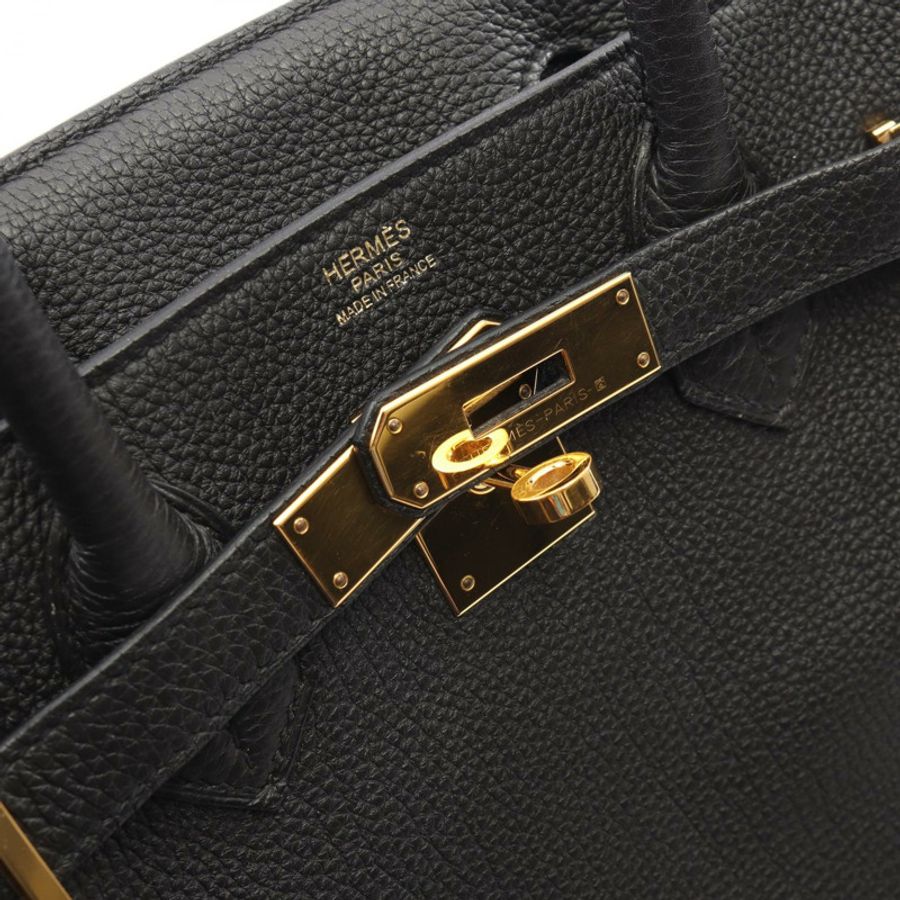 愛馬仕 Birkin 30 手提包,Togo 皮革,黑色,二手,女士,金色五金 A-8