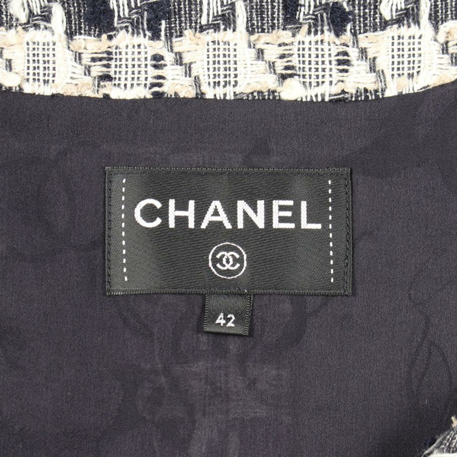 香奈兒 (CHANEL) 繫帶斜紋軟呢短袖連身裙 42P57922V43827 棉 二手 #42 CC-2