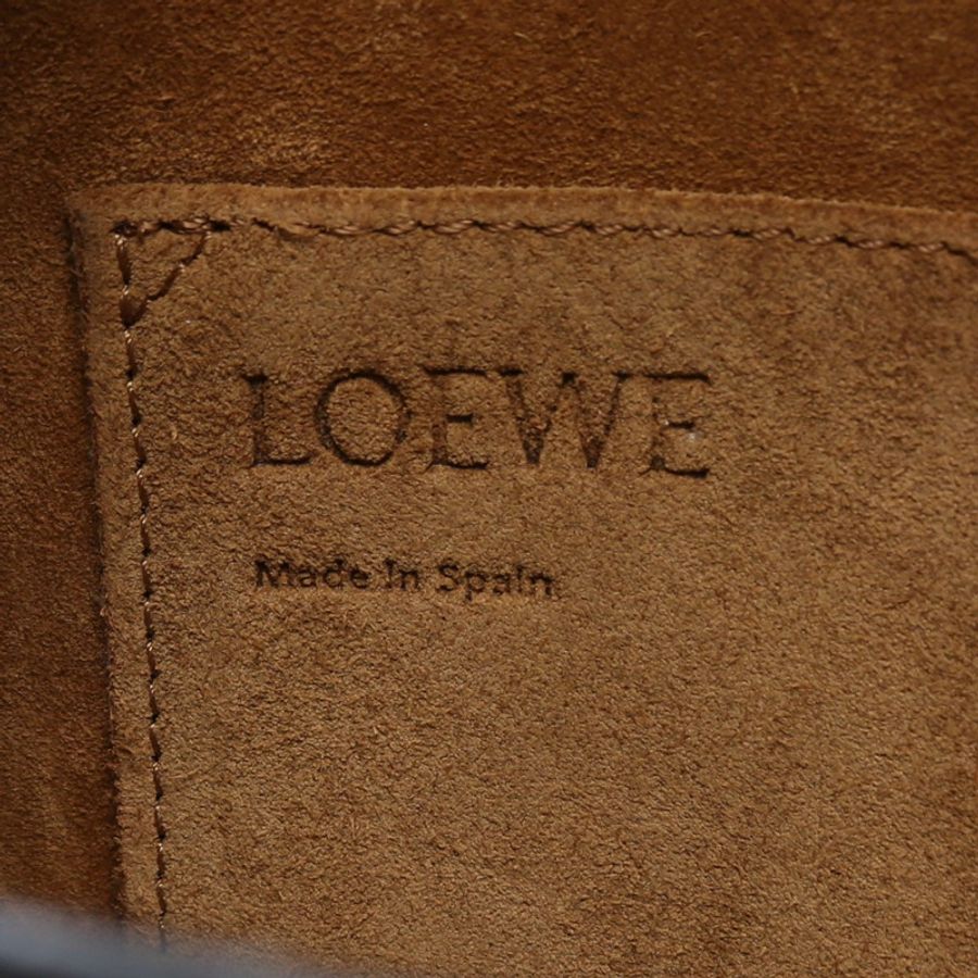 LOEWE Gate 小號單肩斜背包 321.12.T20 皮革 海軍藍 米色 棕色 二手-3