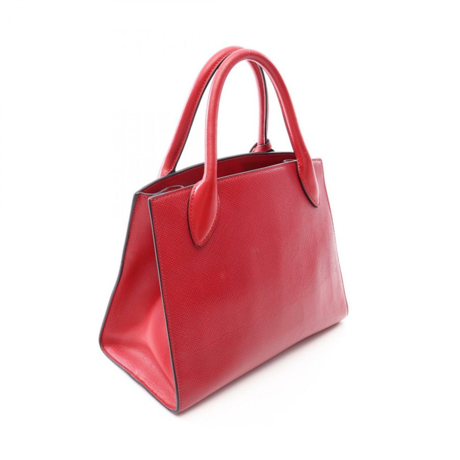 PRADA Monochrome 紅色 Saffiano 皮革單肩手提包(二手女)-1