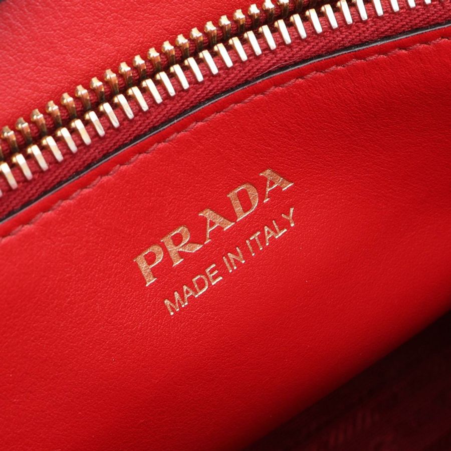 PRADA Monochrome 紅色 Saffiano 皮革單肩手提包(二手女)-3