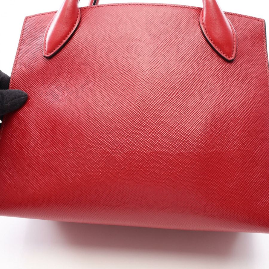PRADA Monochrome 紅色 Saffiano 皮革單肩手提包(二手女)-6