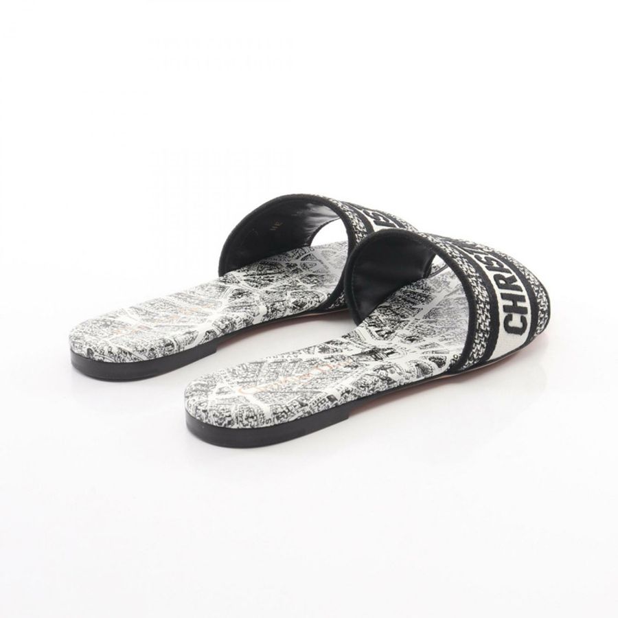 Christian Dior Dway Logo 平底涼鞋 #36 1/2 帆布 白色 黑色 二手-1