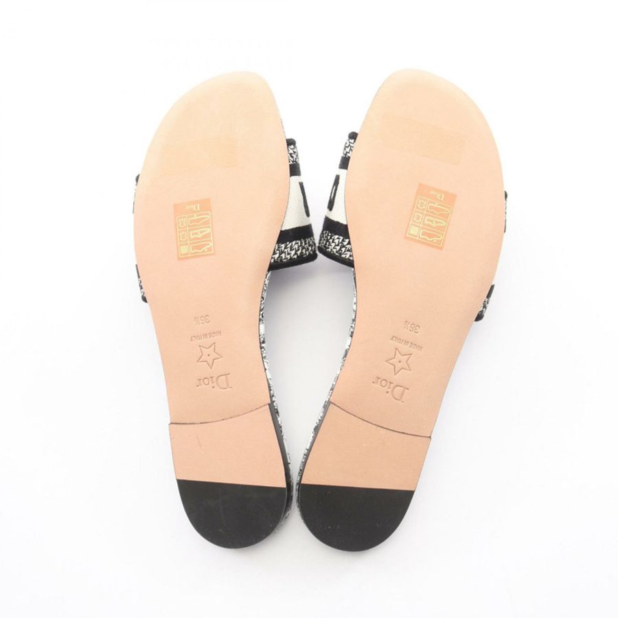 Christian Dior Dway Logo 平底涼鞋 #36 1/2 帆布 白色 黑色 二手-3