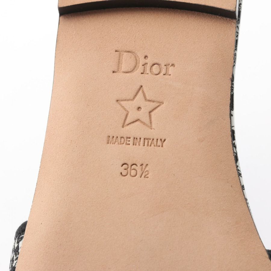 Christian Dior Dway Logo 平底涼鞋 #36 1/2 帆布 白色 黑色 二手-5