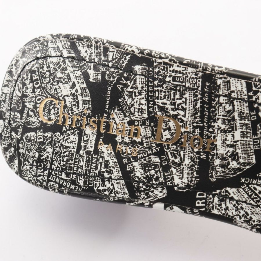 Christian Dior Dway Logo 高跟穆勒涼鞋 #36 帆布黑白女款-4