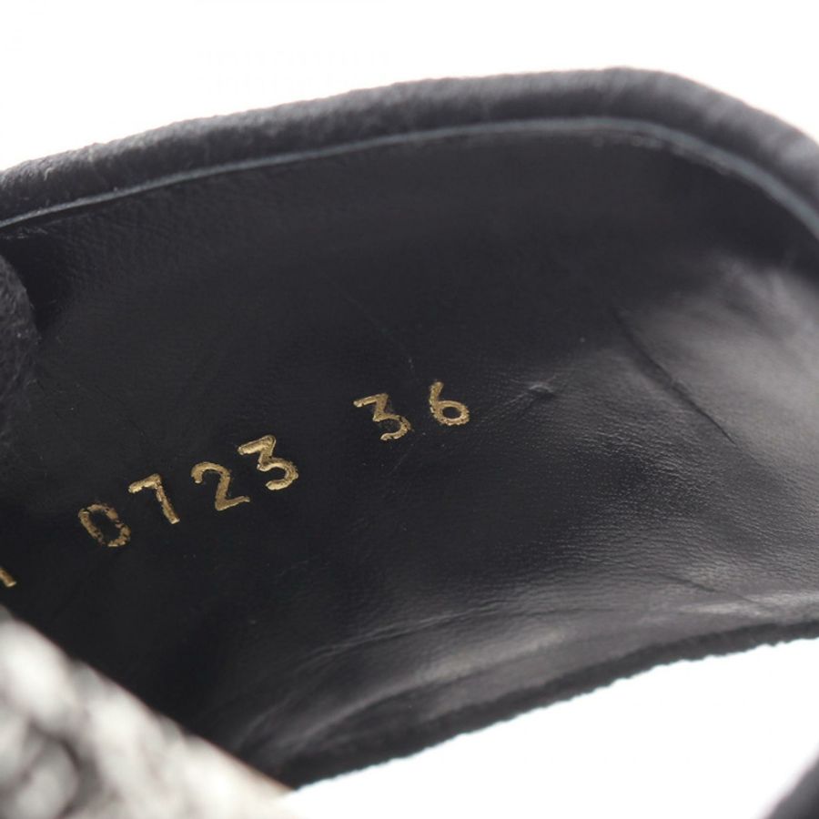 Christian Dior Dway Logo 高跟穆勒涼鞋 #36 帆布黑白女款-6
