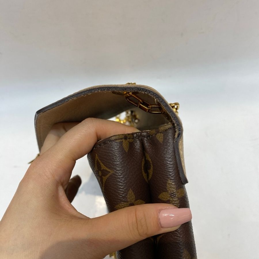 LV路易威登Pallas chain奶茶色拼棕色老花传奇邮差包链条包27*16*6-20