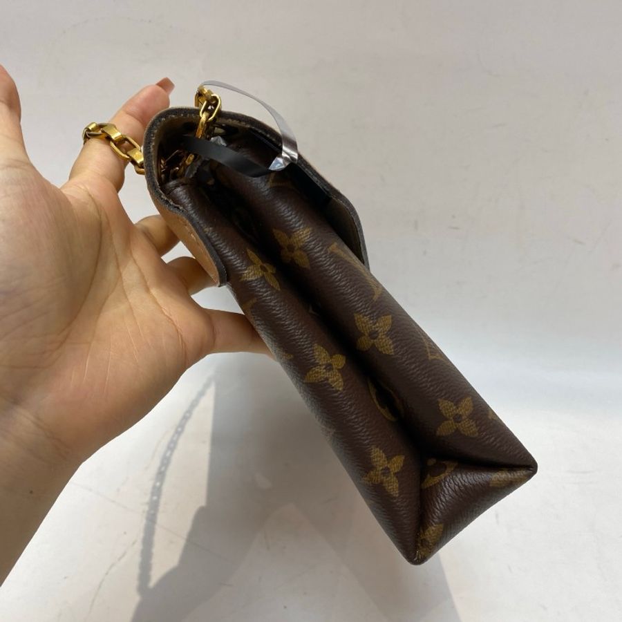 LV路易威登Pallas chain奶茶色拼棕色老花传奇邮差包链条包27*16*6-23