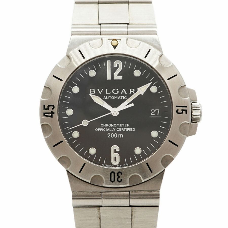 寶格麗 (Bvlgari) Diagono Scuba SD38S 黑色錶盤男士腕錶-0