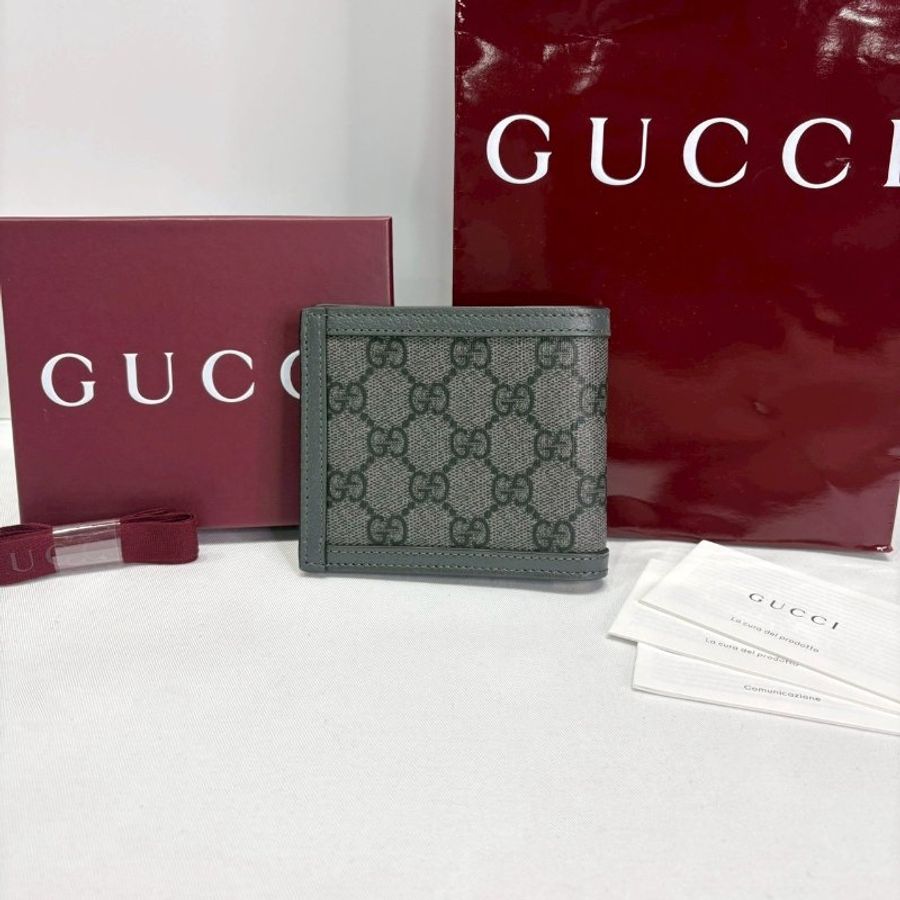 GUCCI 男款灰色雙折短夾-1