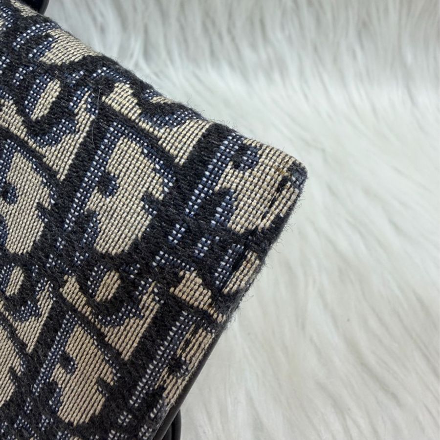 DIOR S5614 Saddle 藍緹花 金釦 woc 長夾-10