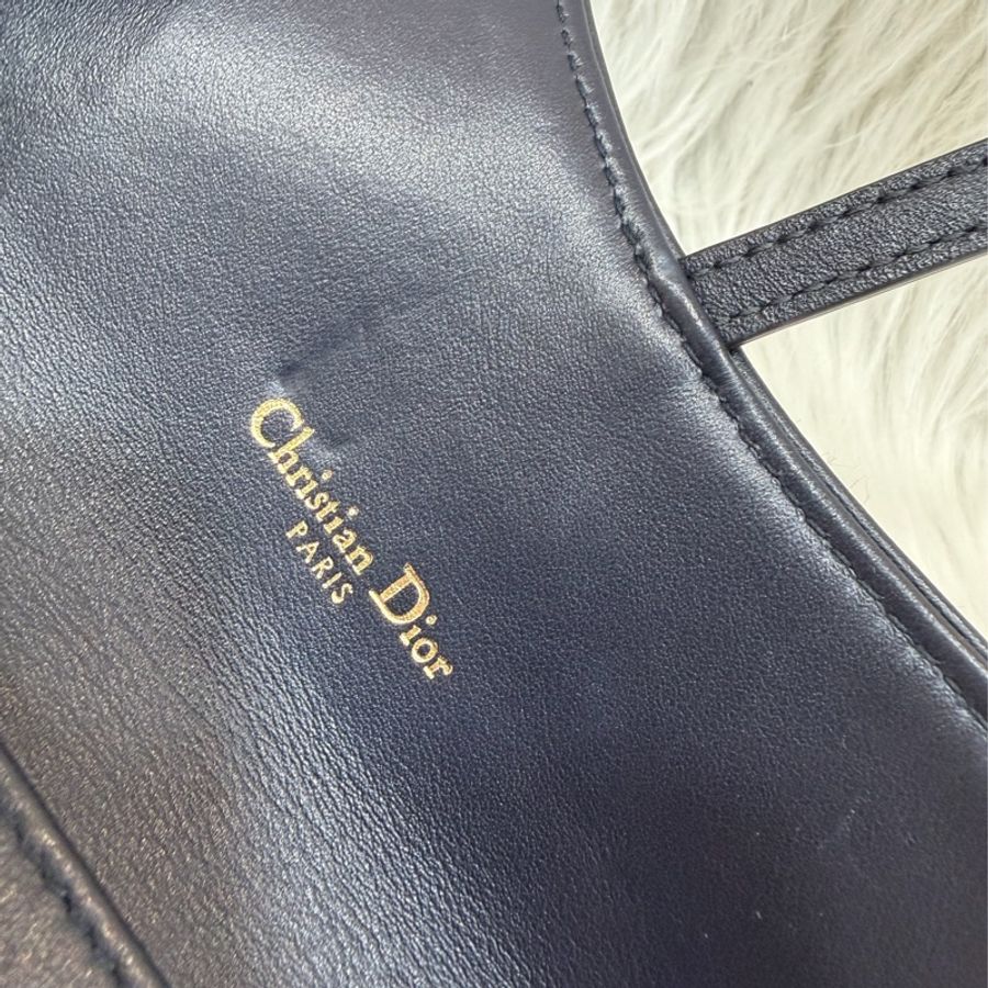 DIOR S5614 Saddle 藍緹花 金釦 woc 長夾-23