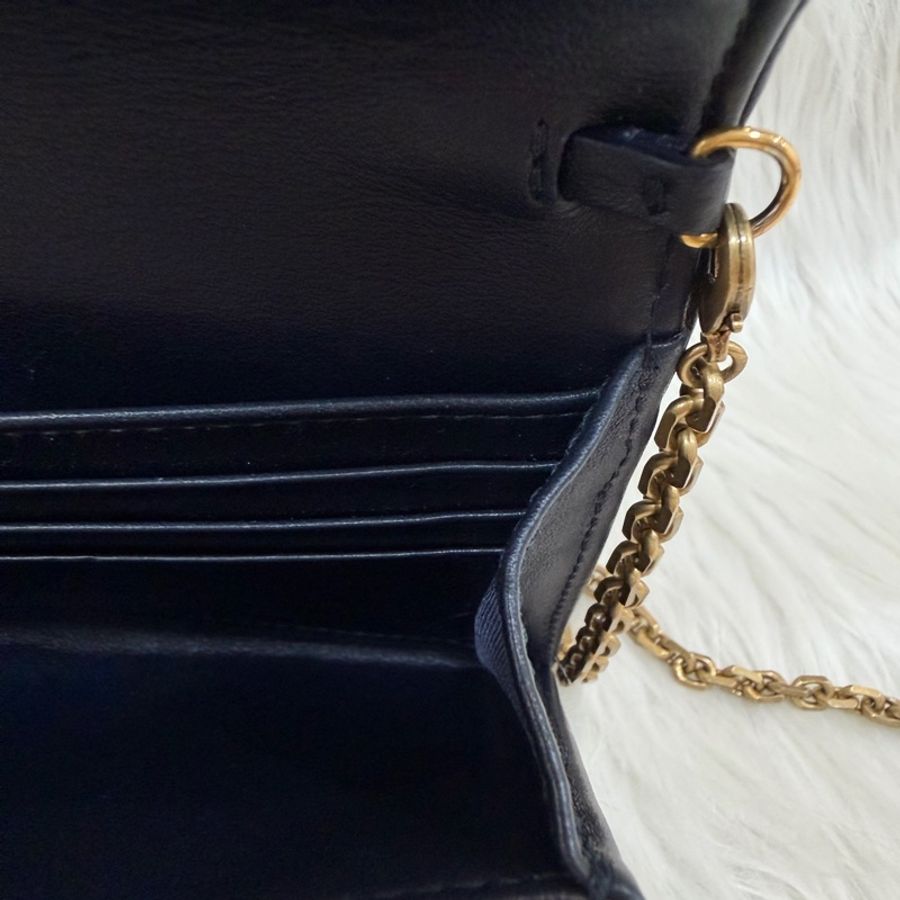 DIOR S5614 Saddle 藍緹花 金釦 woc 長夾-25