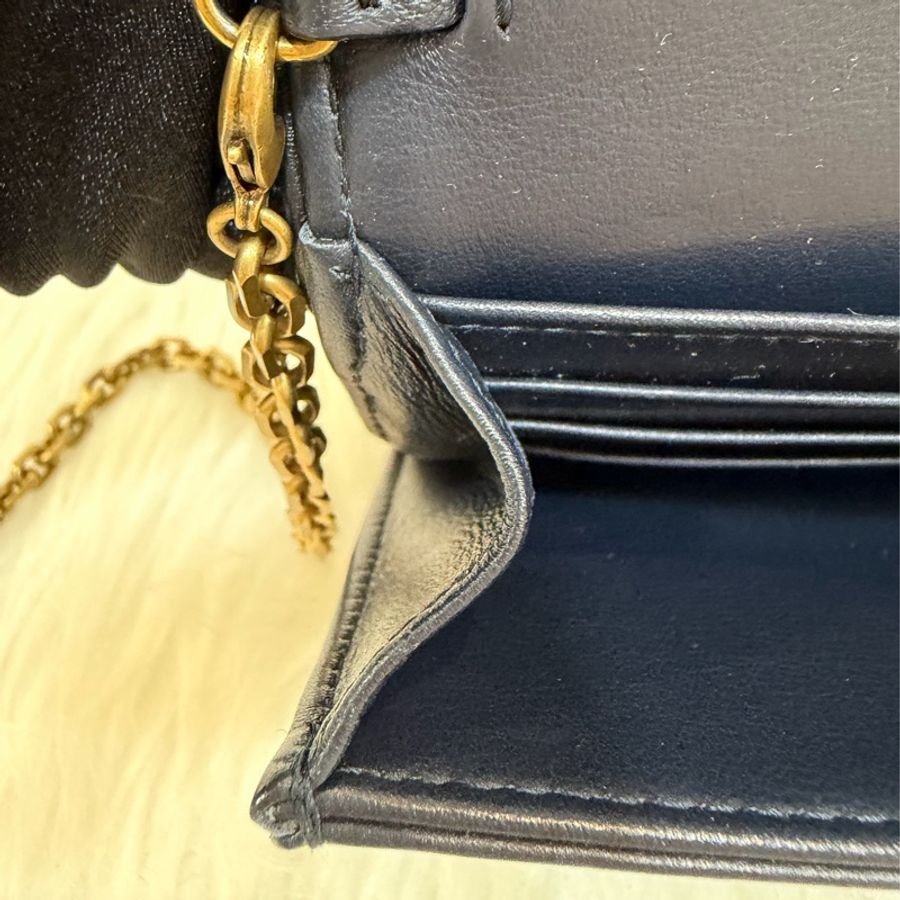 DIOR S5614 Saddle 藍緹花 金釦 woc 長夾-27