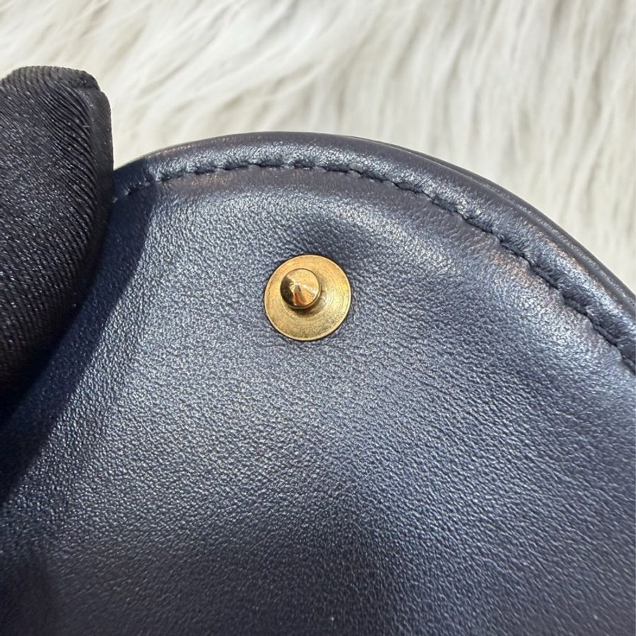 DIOR S5614 Saddle 藍緹花 金釦 woc 長夾-29
