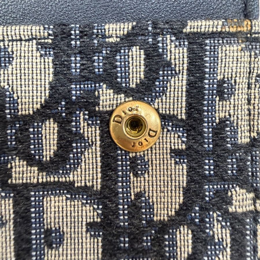 DIOR S5614 Saddle 藍緹花 金釦 woc 長夾-32