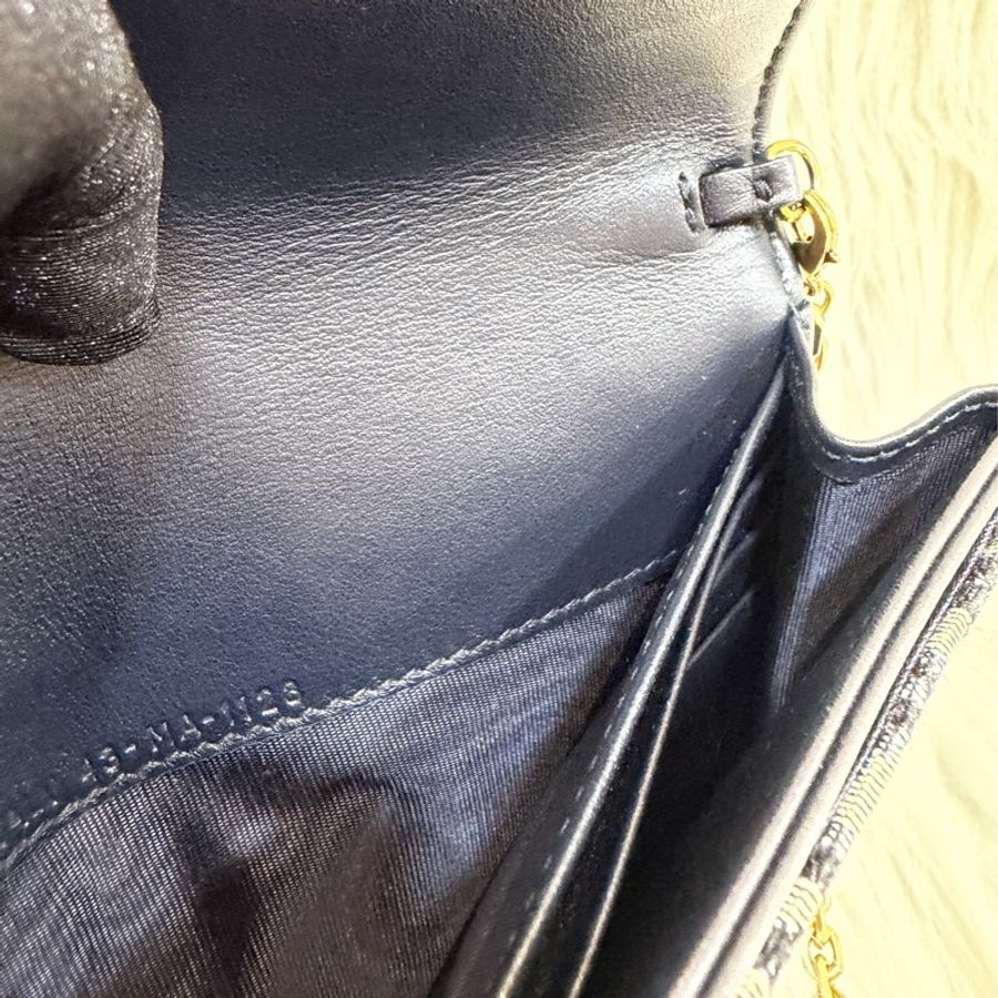 DIOR S5614 Saddle 藍緹花 金釦 woc 長夾-39