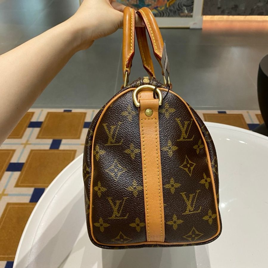 LV路易威登Speedy25老花肩带款斜挎包25*20*15-13