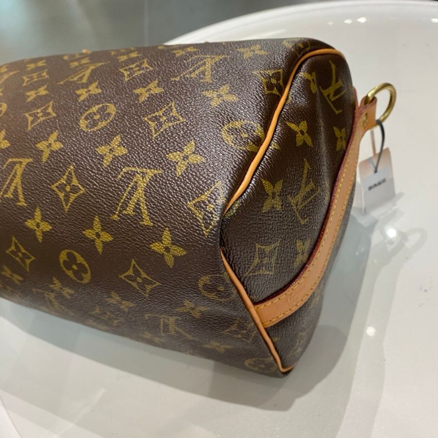 LV路易威登Speedy25老花肩带款斜挎包25*20*15-19