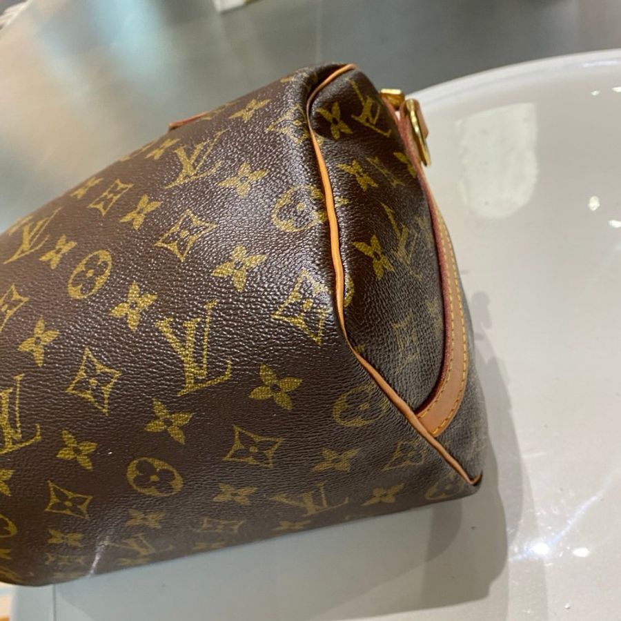 LV路易威登Speedy25老花肩带款斜挎包25*20*15-20