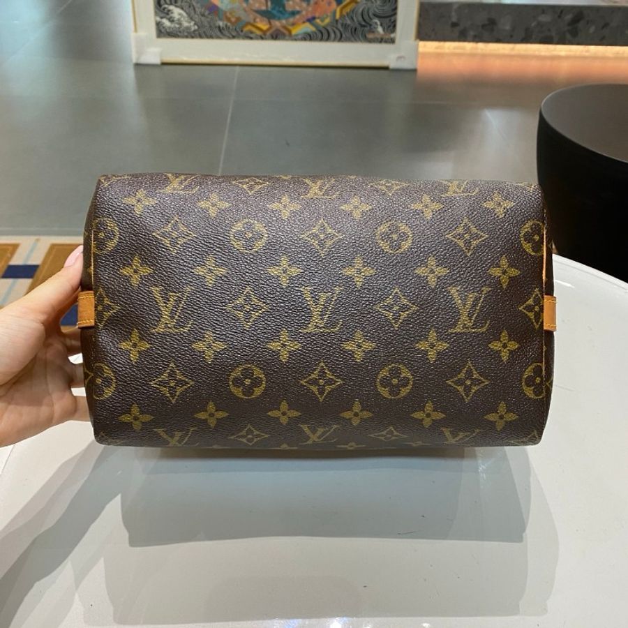 LV路易威登Speedy25老花肩带款斜挎包25*20*15-22