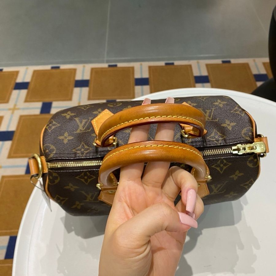 LV路易威登Speedy25老花肩带款斜挎包25*20*15-27