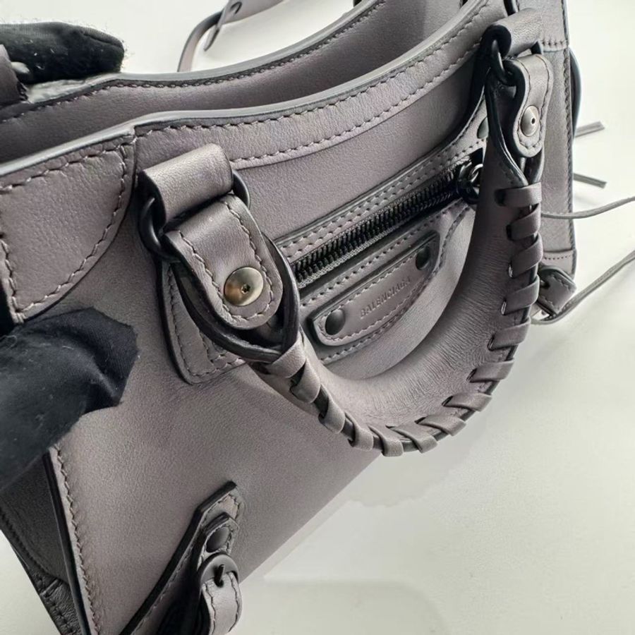 Balenciaga 巴黎世家Neo classic灰色機車包 底長22cm-4