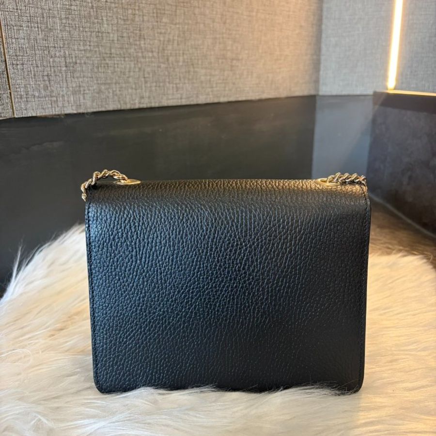 GUCCI黑色荔枝皮紋鏈帶包-1