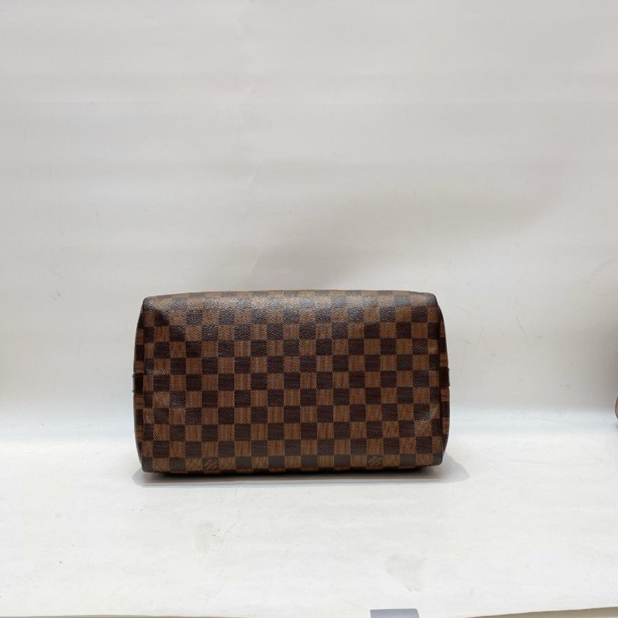 LV 路易威登Speedy30棕棋盘格可调节肩带款手提斜挎包30*21*17-3