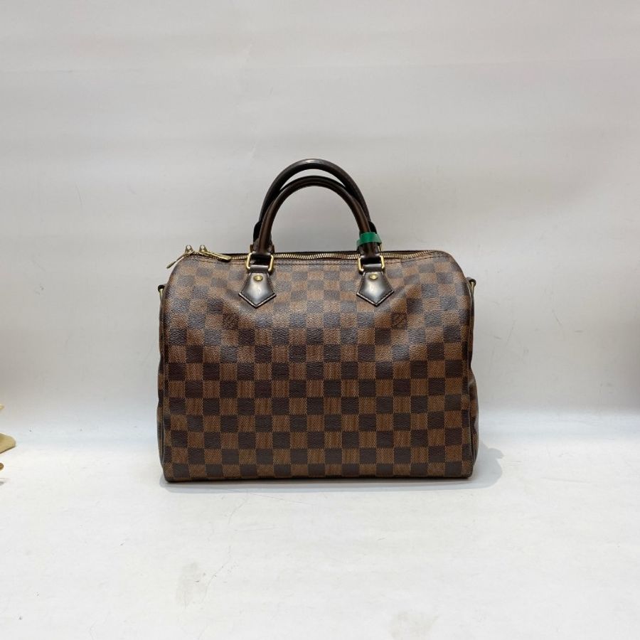 LV 路易威登Speedy30棕棋盘格可调节肩带款手提斜挎包30*21*17-7