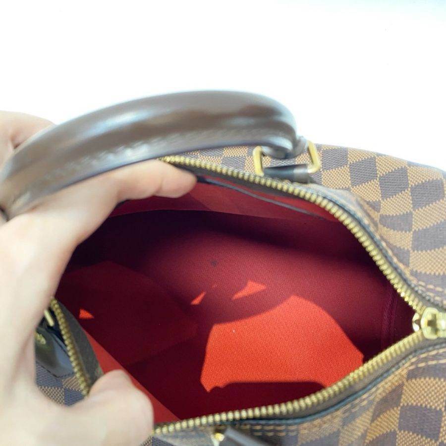 LV 路易威登Speedy30棕棋盘格可调节肩带款手提斜挎包30*21*17-10