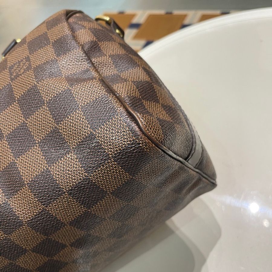 LV路易威登Speedy25棕棋盘格可调节肩带款手提斜挎包 25*19*5-21