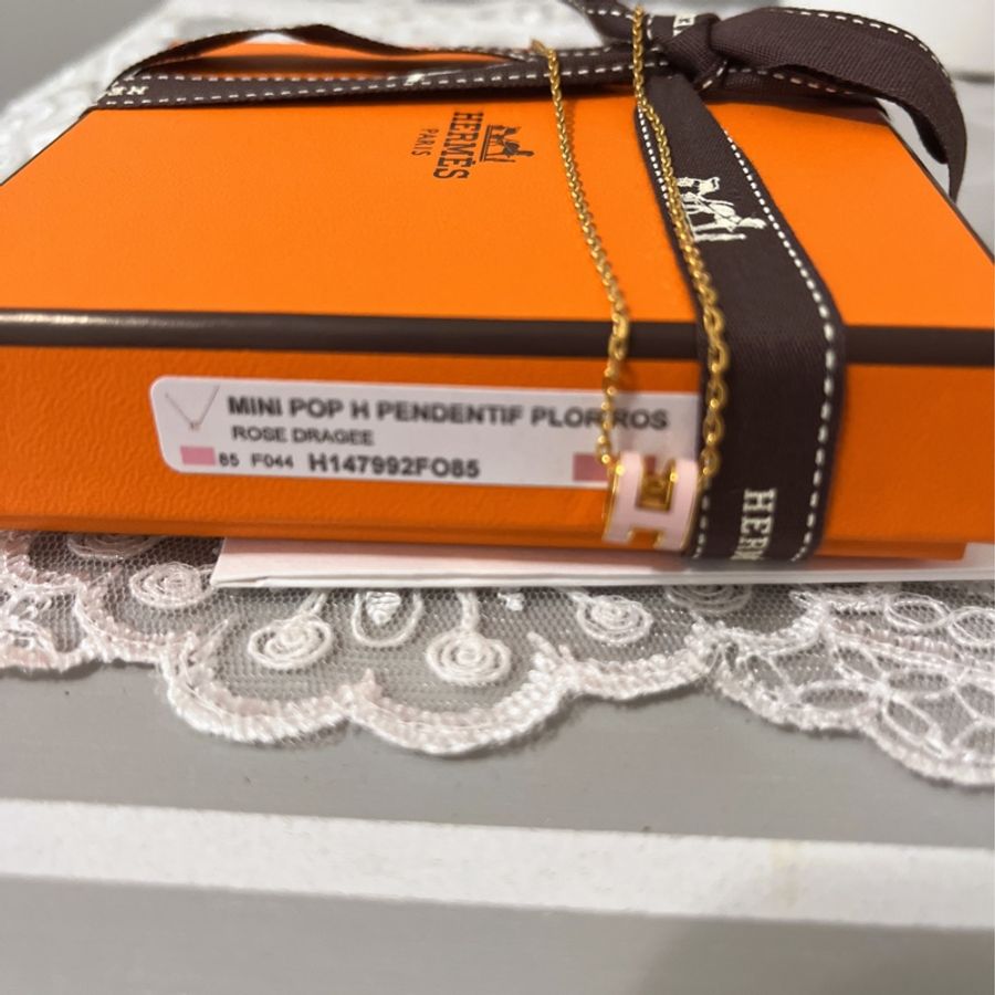 Hermès 愛馬仕 Mini Pop H 玫瑰金粉色小H項鍊|Rose Dragée|專櫃正品-12