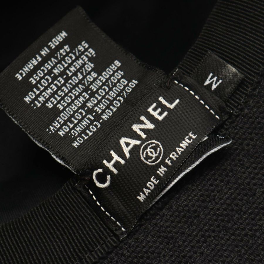香奈兒 (CHANEL) Logo 刺繡漁夫帽 60cm AA9703B15084 棉 黑色 二手 女款-3