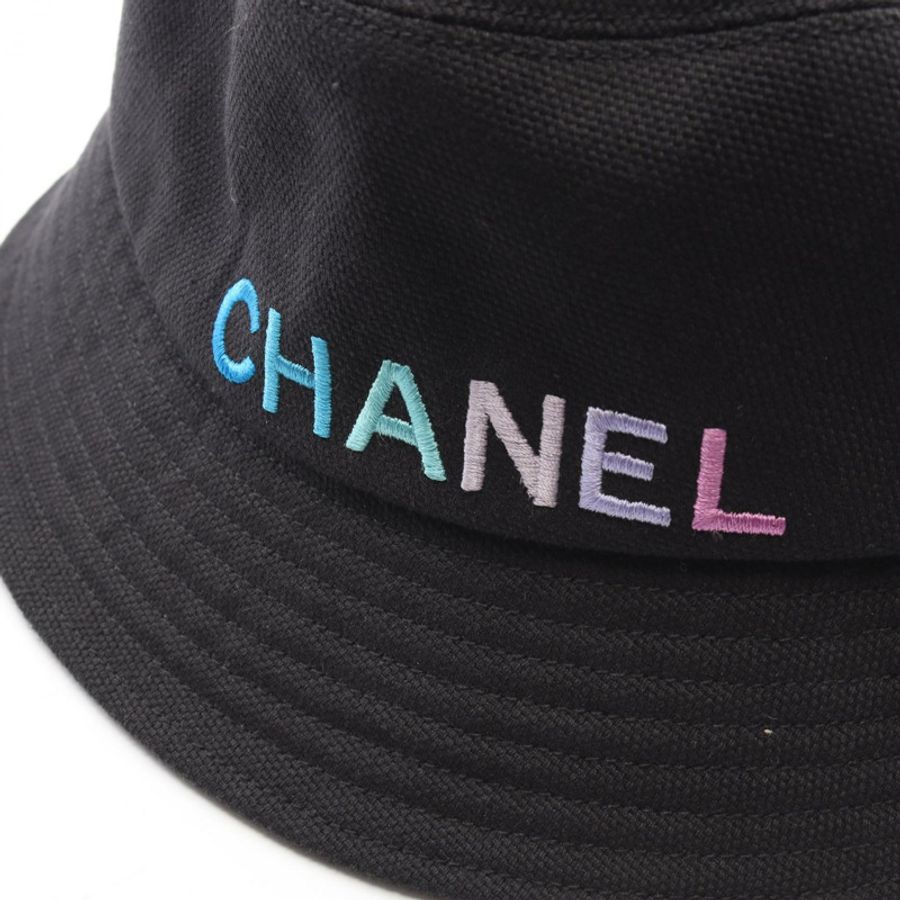 香奈兒 (CHANEL) Logo 刺繡漁夫帽 60cm AA9703B15084 棉 黑色 二手 女款-7