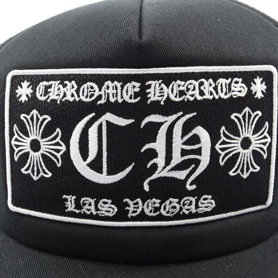 CHROME HEARTS Tracker Cap CH Plus Las Vegas 網眼帽 棉/聚酯纖維 黑色 二手 男款-6