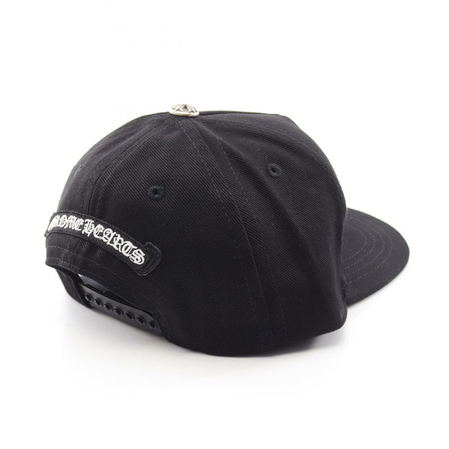 鉻心 (CHROME HEARTS) 捲軸標籤刺繡棒球帽,棉質,黑色,二手,男士款-1