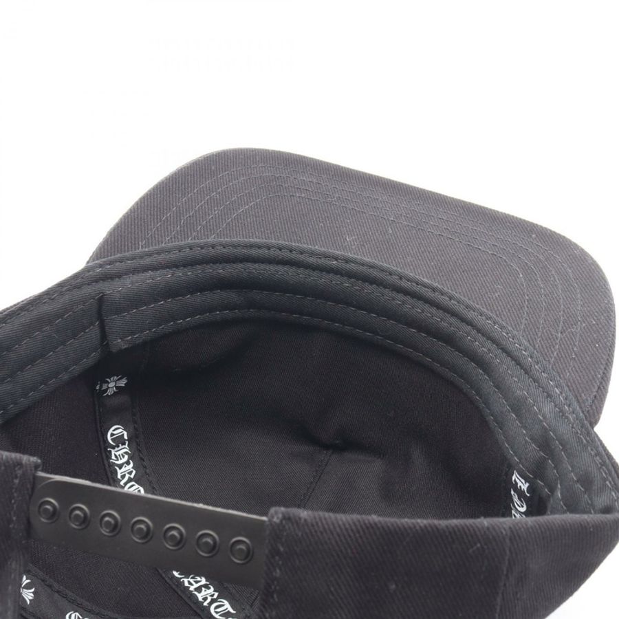 鉻心 (CHROME HEARTS) 捲軸標籤刺繡棒球帽,棉質,黑色,二手,男士款-5