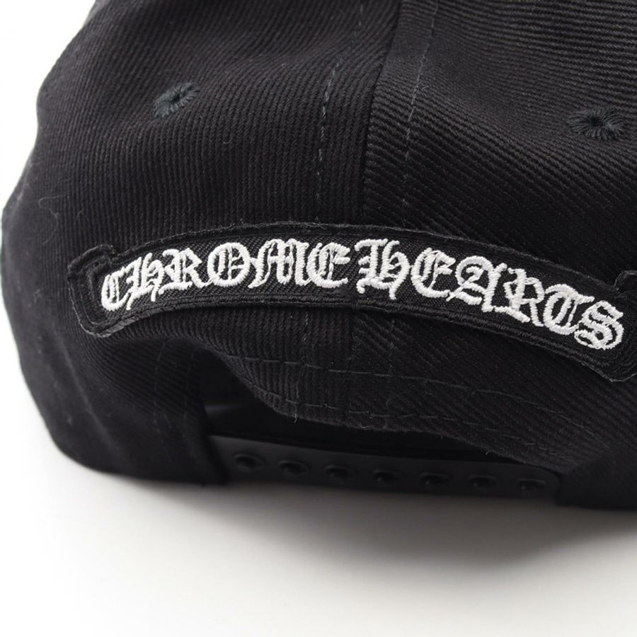 鉻心 (CHROME HEARTS) 捲軸標籤刺繡棒球帽,棉質,黑色,二手,男士款-6