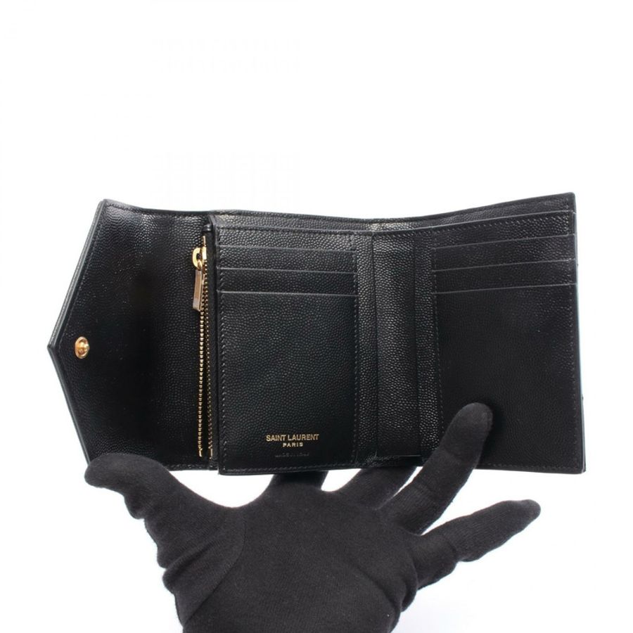 SAINT LAURENT PARIS Monogram Saint Laurent 三折皮夾 403943BOW011000 黑色真皮 全新 女士-2