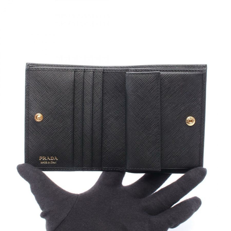 PRADA SAFFIANO METAL 雙折皮夾 1MV204QWAF0002 皮革 黑色 全新 女士-2