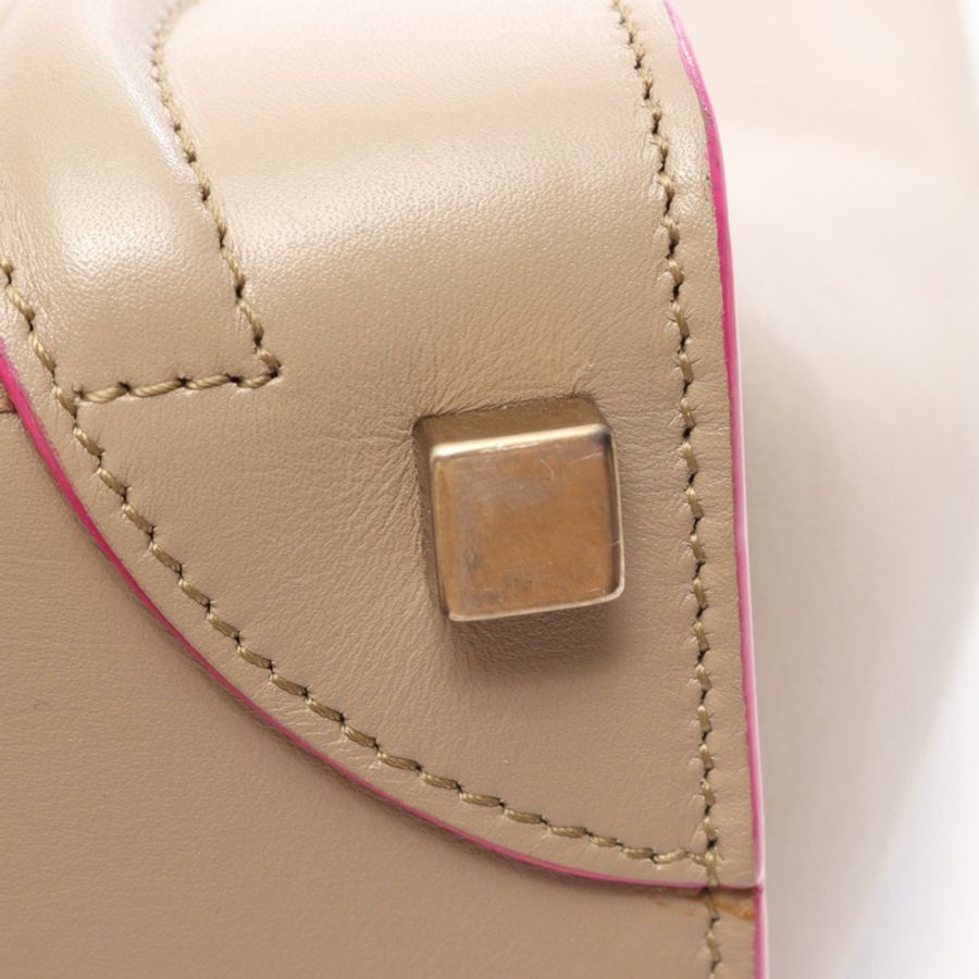 CELINE Luggage 迷你購物手提包,米色皮革,二手女款-8