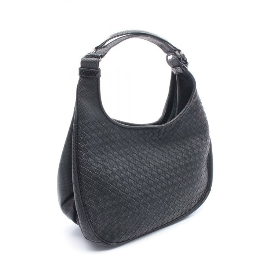 BOTTEGA VENETA 中 Campana Intrecciato 皮革單肩包 黑色 二手 女士-1