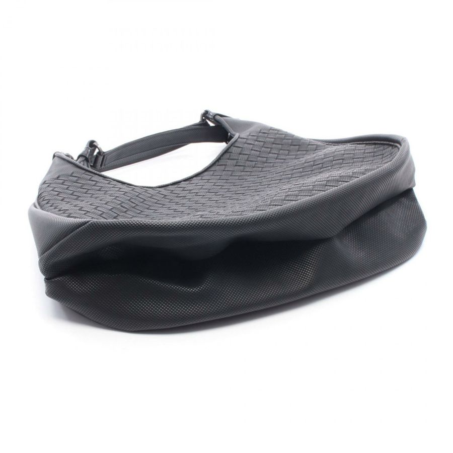 BOTTEGA VENETA 中 Campana Intrecciato 皮革單肩包 黑色 二手 女士-4
