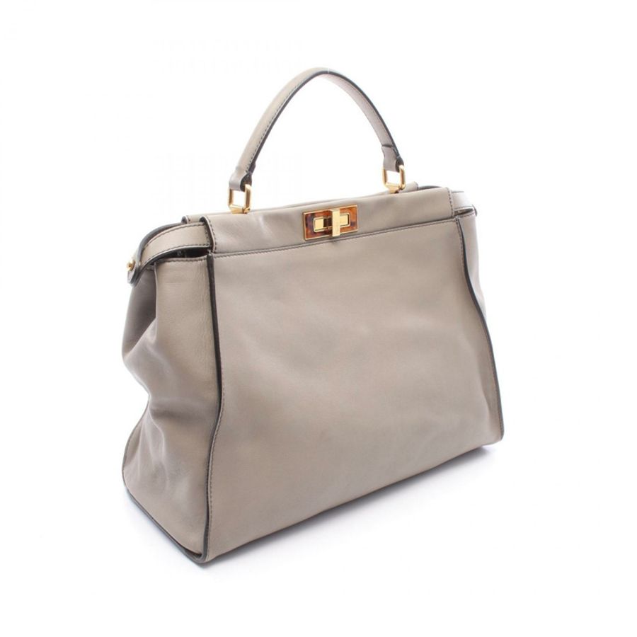 FENDI Peekaboo 大單肩手提包 8BN210 皮革 米色 二手 女士-1